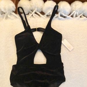Velvet one piece with gold buckle